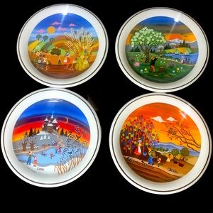 Vtg decor plates of Barbara Furstenhofer Four Seasons:Spring,Summer,Fall,Winter